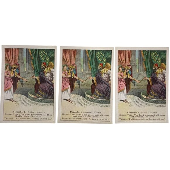 13 Antique 1905 Christian Bible Lesson 6 Picture Cards David C Cook Nov 5 - Picture 6 of 7